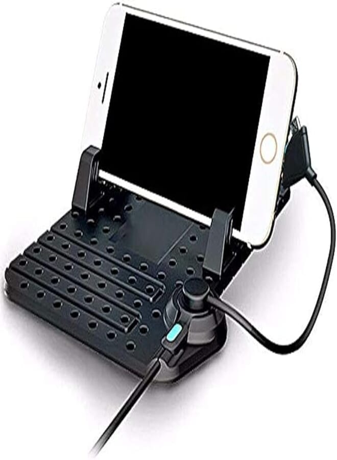 Car Dashboard Phone Holder Stand Micro USB Mount Charger Silicone Non-Slip Pad